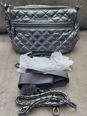 MZ Wallace Crosby Ella Crossbody in Pewter Metallic